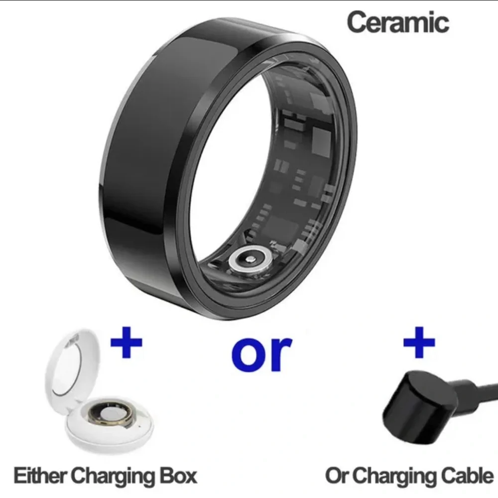 Black Smart Ring with Sleep Monitoring and NFC